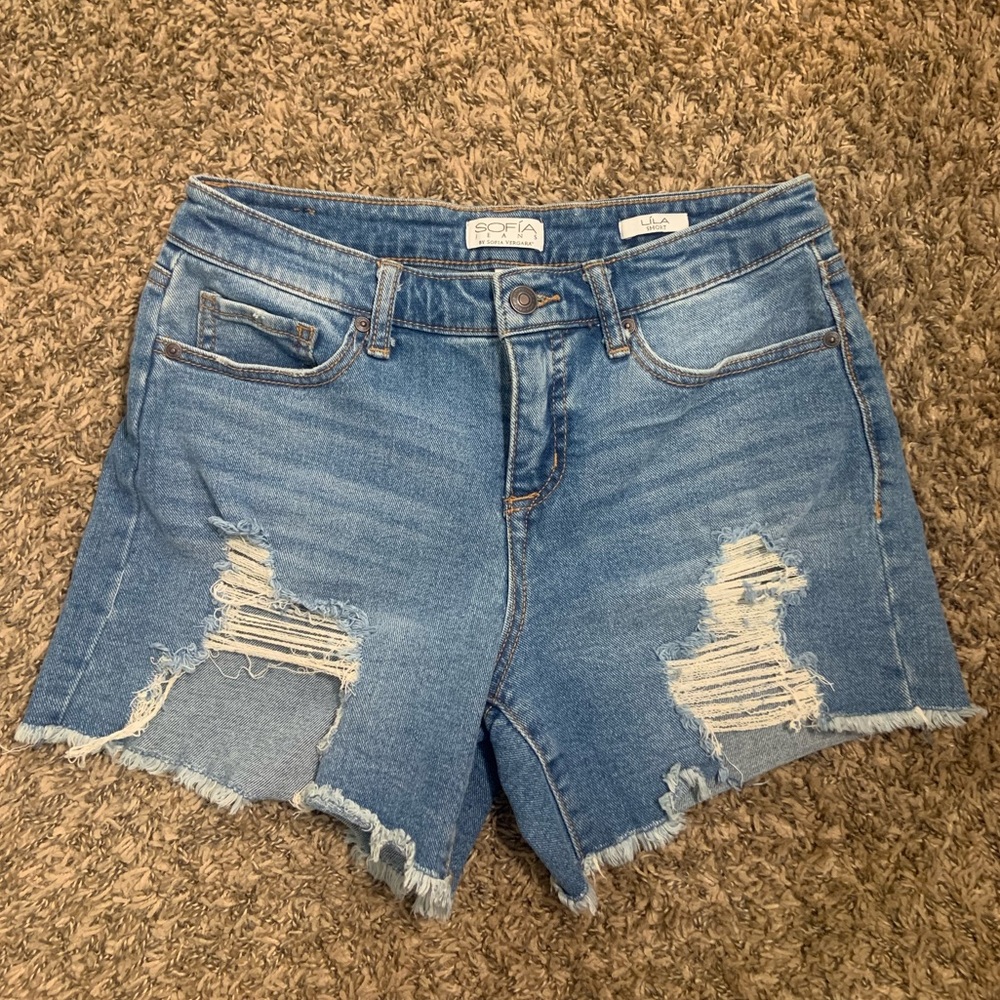 Mid Rise Denim Shorts